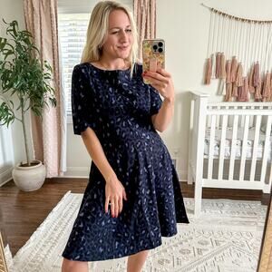 KATE SPADE Leopard Print Lace-up Ponte Dress In Light Adriatic Blue L